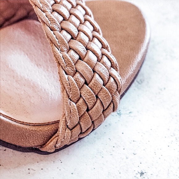 Nude Braided Sandal Heels Ankle Strap Block Heel - Picture 4 of 6